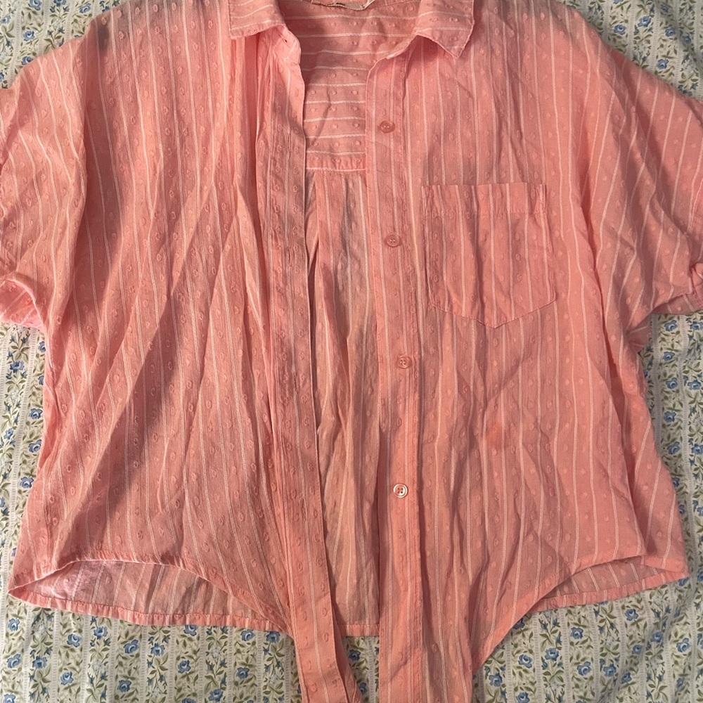 Mi Ami  Pink Striped Button-Up Blouse